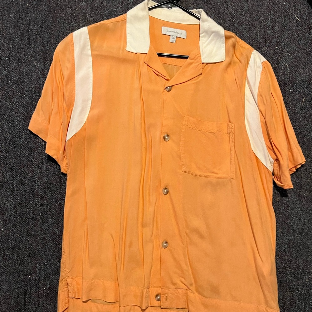 Orange and White Casual Button Down Shirt